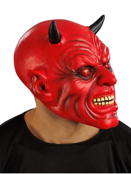 MASKE LATEX TEUFEL ROT 26CM X 26CM X 28CM