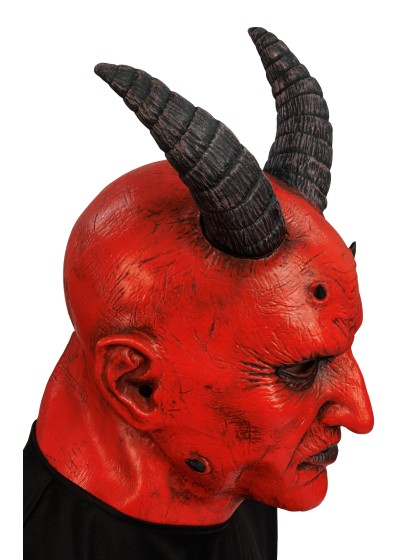 MASKE LATEX KRAMPUS ROT 26CM X 26CM X 38CM