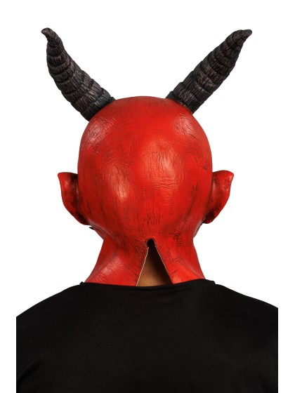 RED KRAMPUS LATEX MASK 26CM X 26CM X 38CM