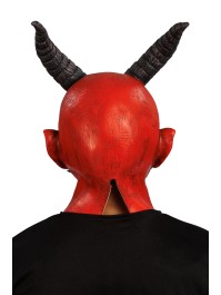 MASQUE LATEX KRAMPUS ROUGE 26CM X 26CM X 38CM