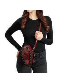 DARK RED COFFIN BAG 12CM X 8CM X 22CM