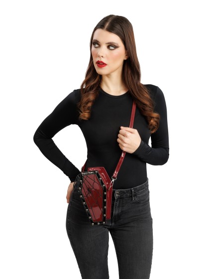 DARK RED COFFIN BAG 12CM X 8CM X 22CM