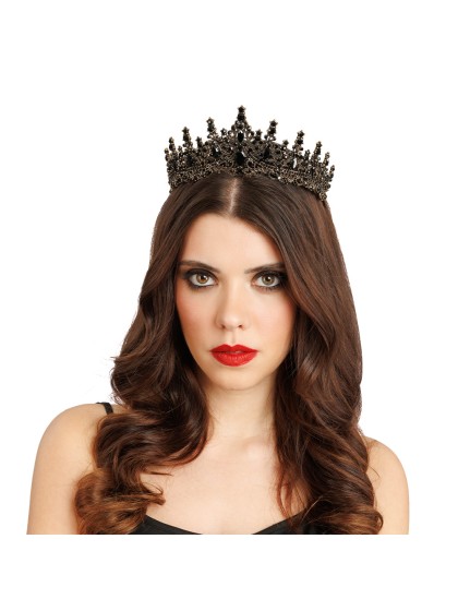 KRONE DIADEM STEIN SCHWARZ GOTHIC QUEEN 16.5CM X 15CM X 6.5CM