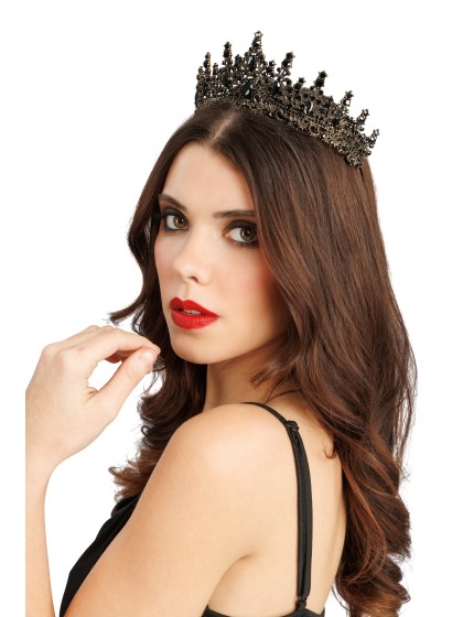 KRONE DIADEM STEIN SCHWARZ GOTHIC QUEEN 16.5CM X 15CM X 6.5CM