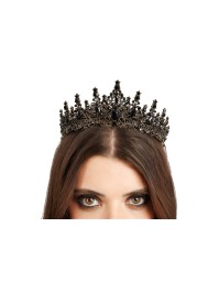 BLACK STONES GOTHIC QUEEN CROWN TIARA 16.5CM X 15CM X 6.5CM