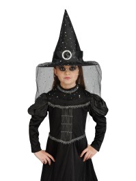 GLITTER AND BUCKLE KID BLACK WITCH HAT 35.5CM X 35.5CM X 33CM
