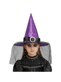 HEXENHUT VIOLETT SCHNALLE UND PAILLETTEN KIND 35.5CM X 35.5CM X 33CM