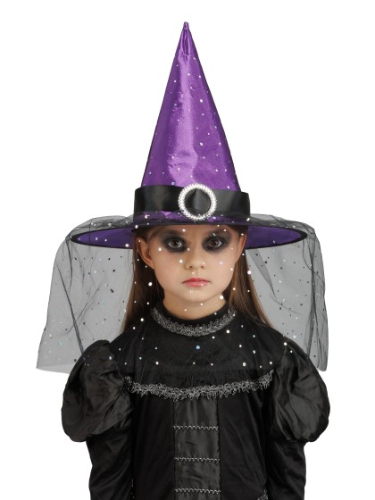 GLITTER AND BUCKLE KID PURPLE WITCH HAT 35.5CM X 35.5CM X 33CM