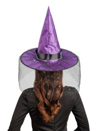 GLITTER AND BUCKLE ADULT PURPLE WITCH HAT 