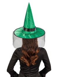 GLITTER AND BUCKLE ADULT GREEN WITCH HAT 