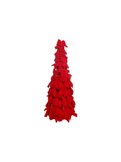 SAPIN NOEUDS VELOURS ROUGES DIA 20CM X 60CM