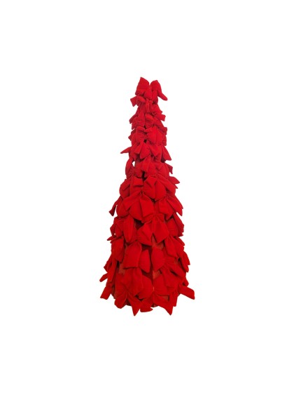 SAPIN NOEUDS VELOURS ROUGES DIA 30CM X 83CM