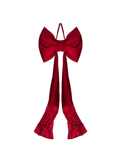 NOEUD VELOURS ROUGE XXL 80CM X 8CM X 220CM