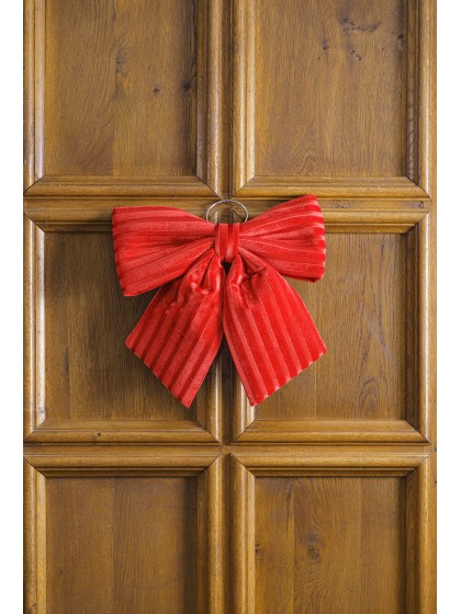 NOEUD VELOURS ROUGE TEXTURE 34CM X 5CM X 36CM