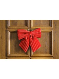 RED VELVET TEXTURED BOW 34CM X 5CM X 36CM
