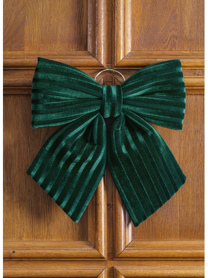 GREEN VELVET TEXTURED BOW 34CM X 5CM X 36CM