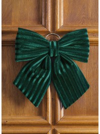 GREEN VELVET TEXTURED BOW 34CM X 5CM X 36CM