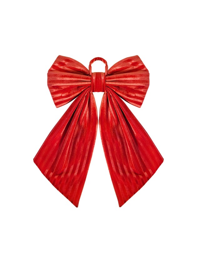 RED VELVET TEXTURED BOW 45CM X 4CM X 60CM