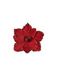 POINSETTIA SEQUINS ROUGES SUR CLIP DIA 24CM X 16CM