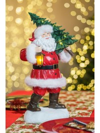 RESIN/FUR SANTA WITH LED XMAS TREE 24.6CM X 18CM X 44CM