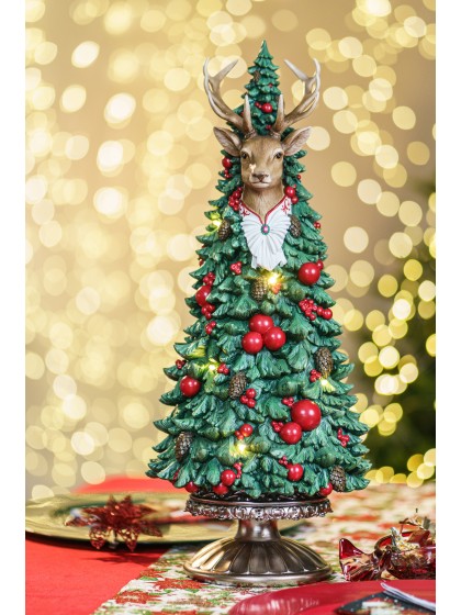 SAPIN RESINE LED TETE DE RENNE DIA 21.3CM X 51CM