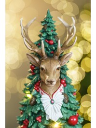 SAPIN RESINE LED TETE DE RENNE DIA 21.3CM X 51CM