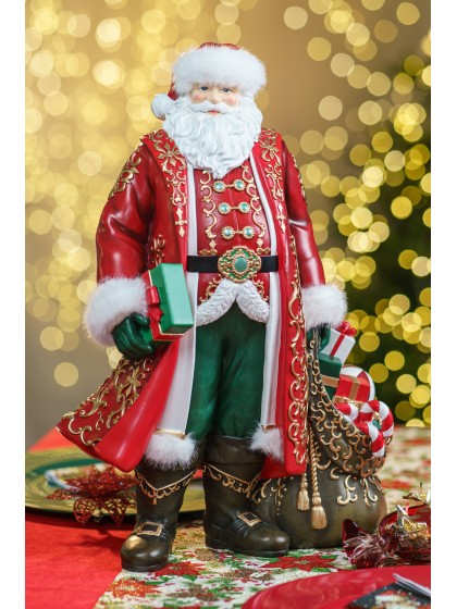 WEIHNACHTSMANN RESINE/FOURRURE MIT TÜTE GESCHENKE 32.3CM X 20CM X 46.7CM