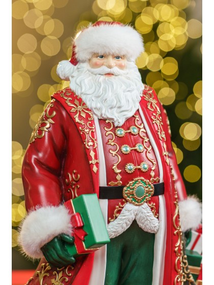 WEIHNACHTSMANN RESINE/FOURRURE MIT TÜTE GESCHENKE 32.3CM X 20CM X 46.7CM