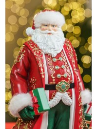 WEIHNACHTSMANN RESINE/FOURRURE MIT TÜTE GESCHENKE 32.3CM X 20CM X 46.7CM