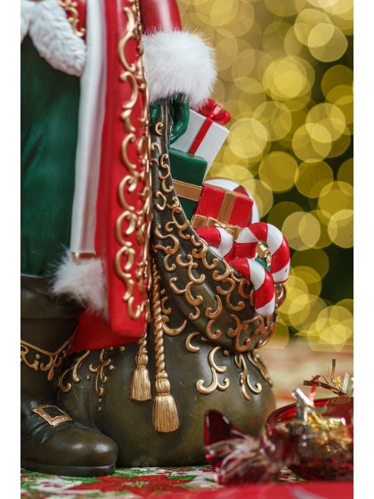 WEIHNACHTSMANN RESINE/FOURRURE MIT TÜTE GESCHENKE 32.3CM X 20CM X 46.7CM