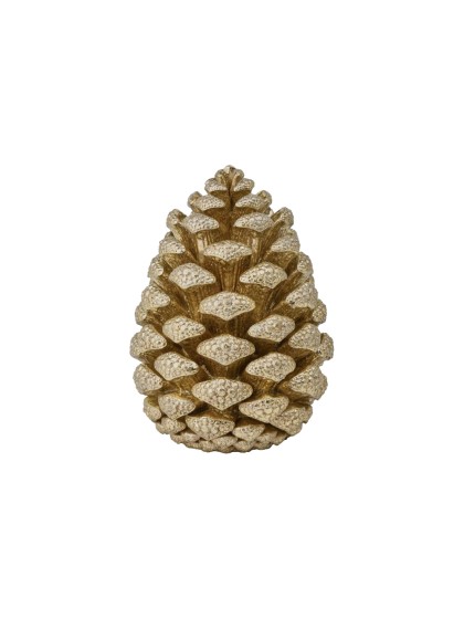 SMALL SIZE FROSTED GOLDEN RESIN PINECONE DIA 14CM X 19.3CM