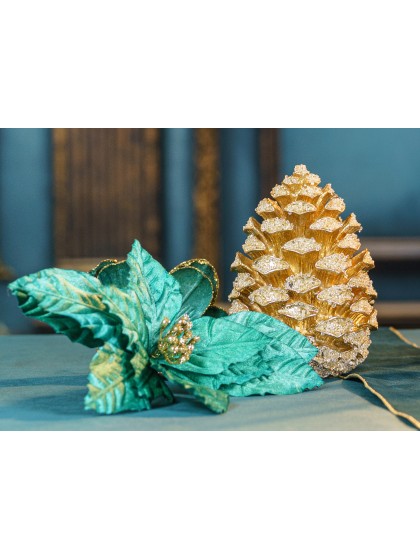 TANNENZAPFEN KUNSTHARZ GOLD BEREIFT PM DIA 14CM X 19.3CM