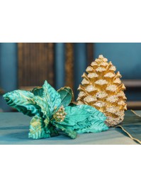 POMME DE PIN RESINE OR GIVRE PM DIA 14CM X 19.3CM