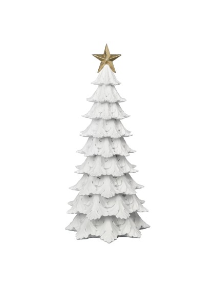 SAPIN BLANC RESINE AVEC ETOILE DOREE GM DIA 23.8CM X 51CM