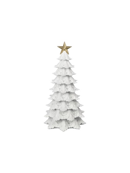 SMALL SIZE WHITE RESIN XMAS TREE WITH GOLDEN STAR DIA 18.8CM X 38.2CM