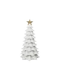 SMALL SIZE WHITE RESIN XMAS TREE WITH GOLDEN STAR DIA 18.8CM X 38.2CM