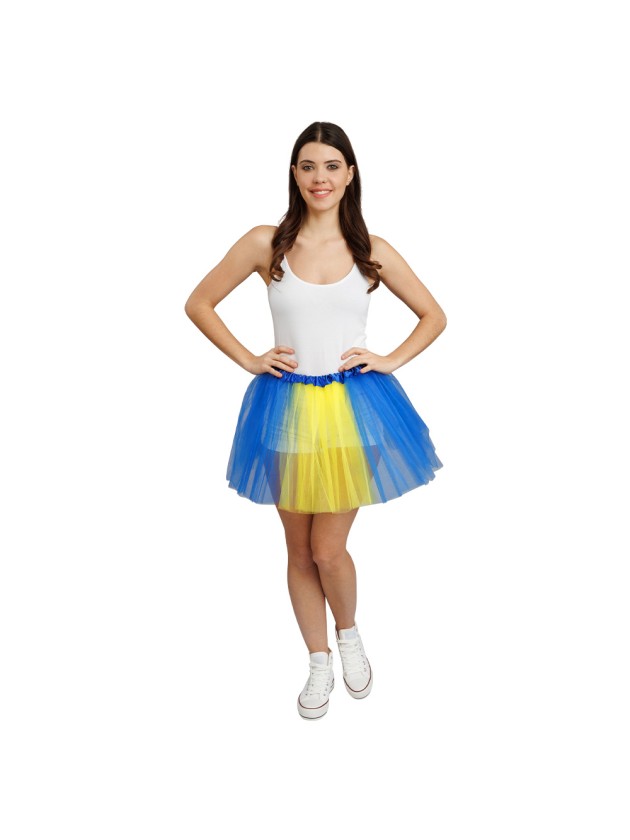 BLUE AND YELLOW SUPPORTER TUTU ONE SIZE - 39CM