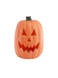 PLASTIC ORANGE PUMPKIN WITH LED LIGHT 28CM X 20CM X 38CM