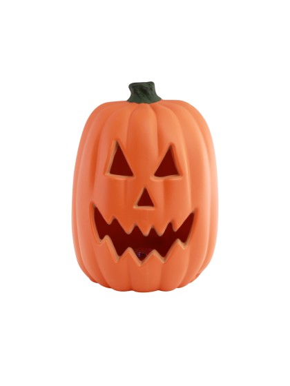 PLASTIC ORANGE PUMPKIN WITH LED LIGHT 28CM X 20CM X 38CM