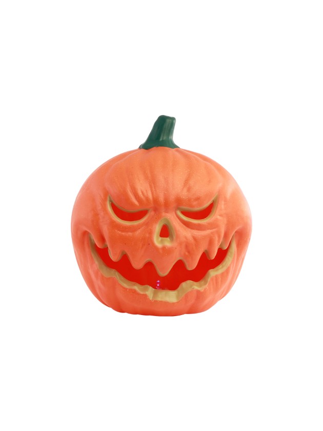 PLASTIC ORANGE PUMPKIN WITH LED LIGHT 29CM X 20CM X 30CM