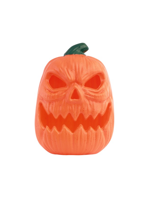 PLASTIC ORANGE PUMPKIN WITH LED LIGHT 20CM X 15CM X 28CM