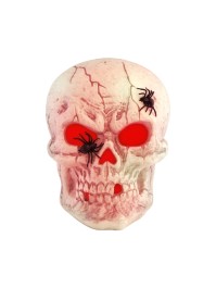 TOTENKOPF KUNSTSTOFF MIT LED ROT 23CM X 25CM X 33CM