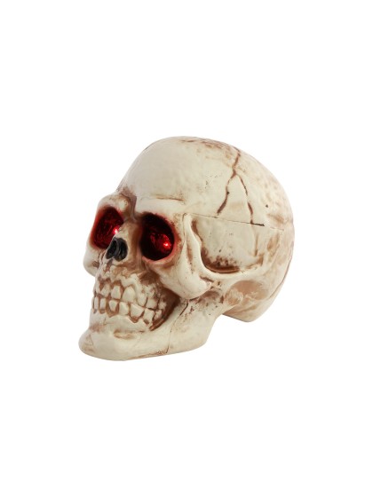 TOTENKOPF KUNSTSTOFF MIT LED AUGEN ROT 11CM X 16CM X 13CM