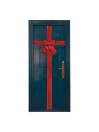 SHINY RED DOOR BOW 33CM X 6CM X 40CM