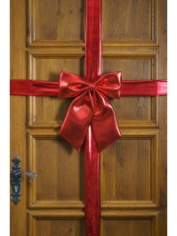 SHINY RED DOOR BOW 33CM X 6CM X 40CM