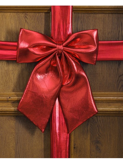 SHINY RED DOOR BOW 33CM X 6CM X 40CM
