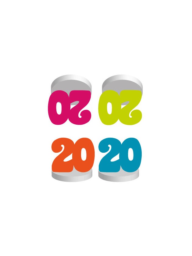 SET 4 TISCHKARTEN 20ANS COL SORT. 4CM