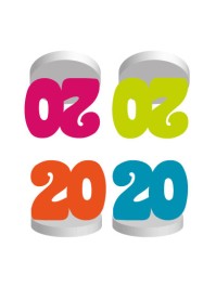 SET 4 TISCHKARTEN 20ANS COL SORT. 4CM