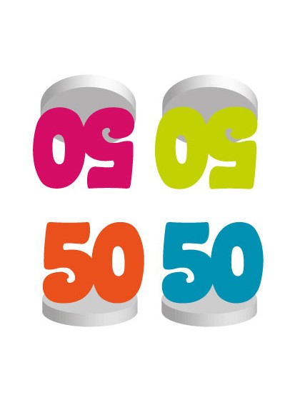 SET 4 TISCHKARTEN 50ANS COL SORT.  4CM
