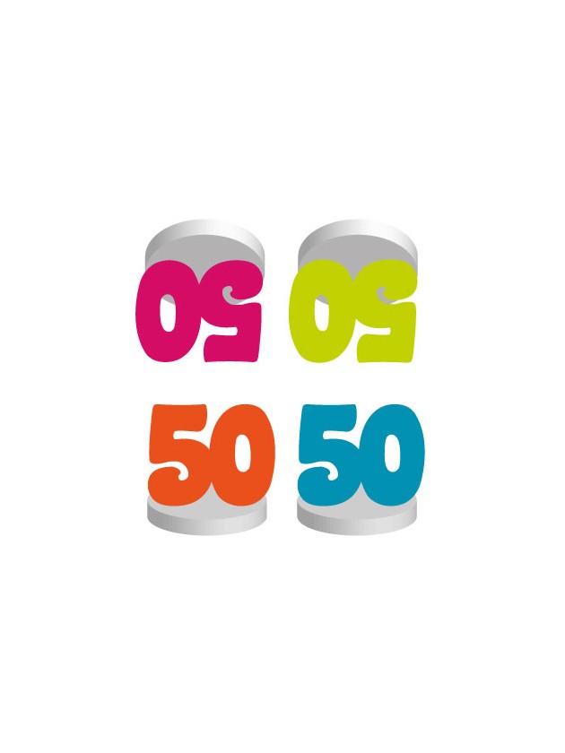 SET 4 TISCHKARTEN 50ANS COL SORT.  4CM